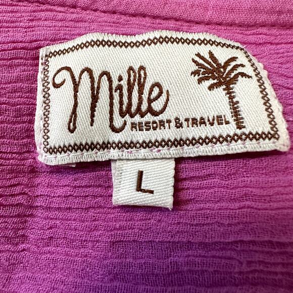 MILLE RESORT & TRAVEL JASMINE ORCHID GAUZE MIDI DRESS L - Picture 6 of 10